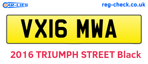 VX16MWA are the vehicle registration plates.
