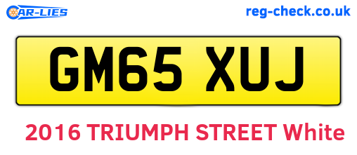 GM65XUJ are the vehicle registration plates.