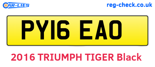 PY16EAO are the vehicle registration plates.