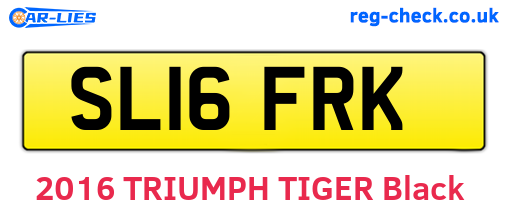 SL16FRK are the vehicle registration plates.