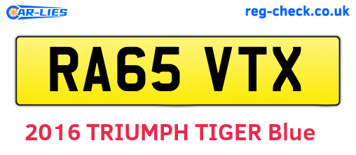 RA65VTX are the vehicle registration plates.