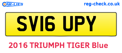SV16UPY are the vehicle registration plates.