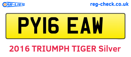 PY16EAW are the vehicle registration plates.