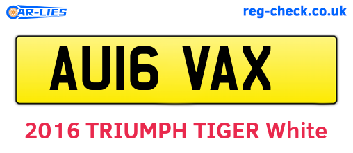 AU16VAX are the vehicle registration plates.