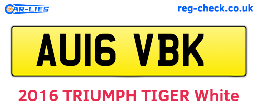 AU16VBK are the vehicle registration plates.