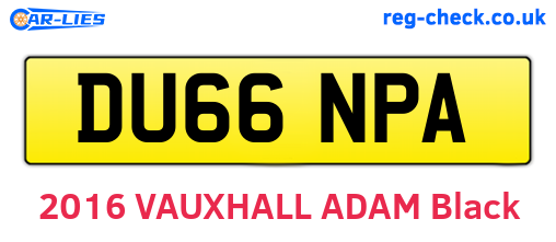 DU66NPA are the vehicle registration plates.
