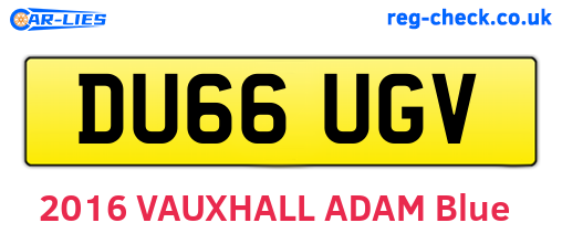 DU66UGV are the vehicle registration plates.