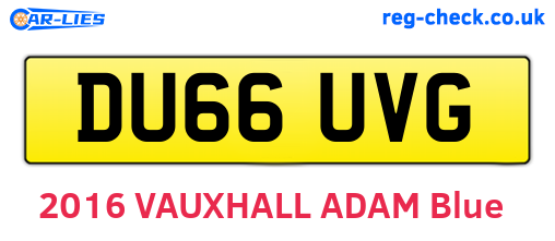 DU66UVG are the vehicle registration plates.