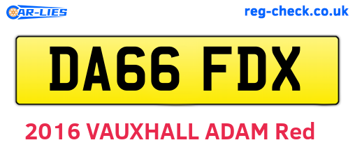 DA66FDX are the vehicle registration plates.