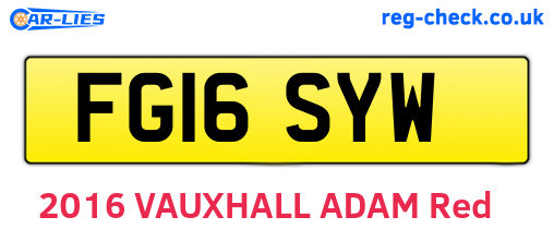 FG16SYW are the vehicle registration plates.