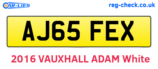 AJ65FEX are the vehicle registration plates.