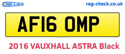 AF16OMP are the vehicle registration plates.