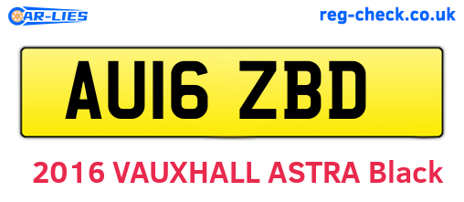 AU16ZBD are the vehicle registration plates.