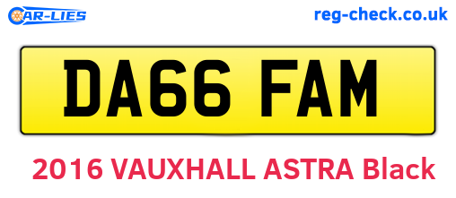 DA66FAM are the vehicle registration plates.
