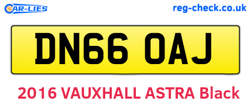 DN66OAJ are the vehicle registration plates.