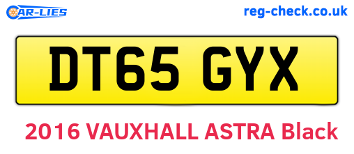 DT65GYX are the vehicle registration plates.