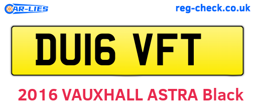 DU16VFT are the vehicle registration plates.