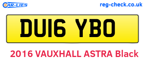 DU16YBO are the vehicle registration plates.
