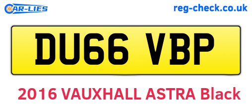 DU66VBP are the vehicle registration plates.