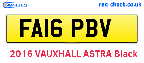 FA16PBV are the vehicle registration plates.