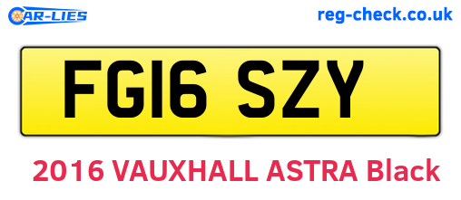 FG16SZY are the vehicle registration plates.