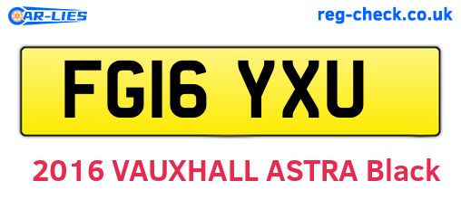 FG16YXU are the vehicle registration plates.