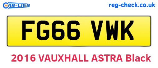 FG66VWK are the vehicle registration plates.