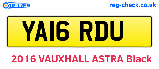 YA16RDU are the vehicle registration plates.