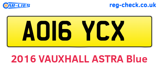 AO16YCX are the vehicle registration plates.