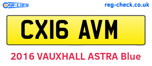 CX16AVM are the vehicle registration plates.