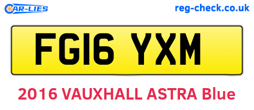 FG16YXM are the vehicle registration plates.