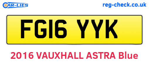 FG16YYK are the vehicle registration plates.