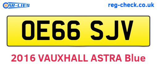 OE66SJV are the vehicle registration plates.