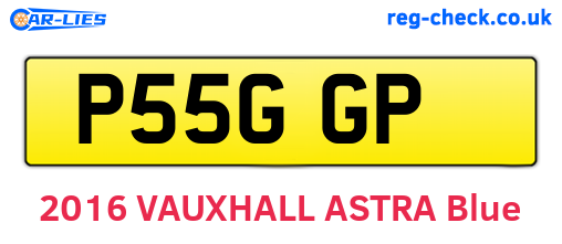 P55GGP are the vehicle registration plates.