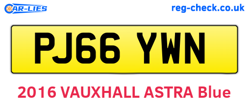 PJ66YWN are the vehicle registration plates.
