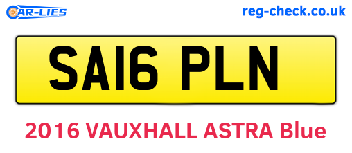 SA16PLN are the vehicle registration plates.