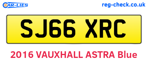 SJ66XRC are the vehicle registration plates.