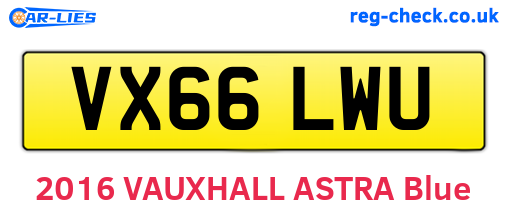 VX66LWU are the vehicle registration plates.