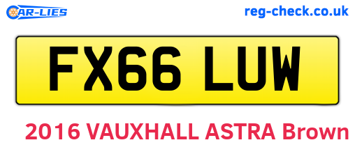 FX66LUW are the vehicle registration plates.