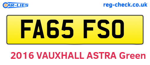FA65FSO are the vehicle registration plates.