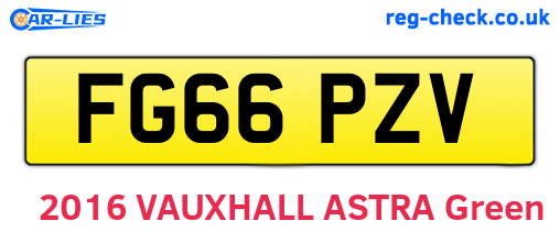 FG66PZV are the vehicle registration plates.