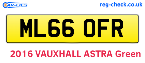 ML66OFR are the vehicle registration plates.