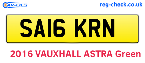 SA16KRN are the vehicle registration plates.