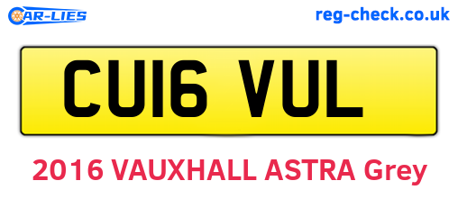 CU16VUL are the vehicle registration plates.
