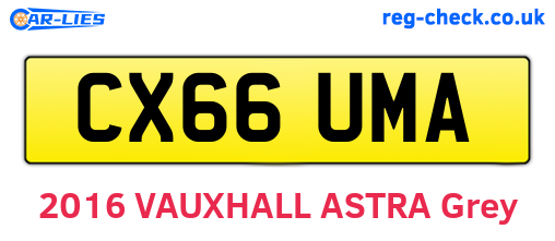 CX66UMA are the vehicle registration plates.