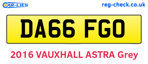 DA66FGO are the vehicle registration plates.