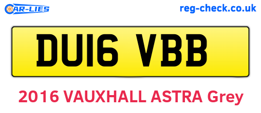 DU16VBB are the vehicle registration plates.