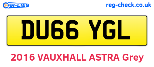 DU66YGL are the vehicle registration plates.