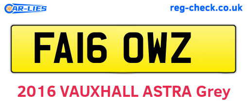 FA16OWZ are the vehicle registration plates.