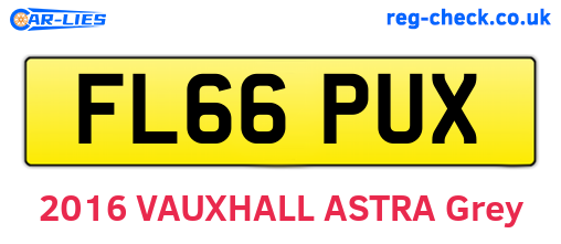 FL66PUX are the vehicle registration plates.